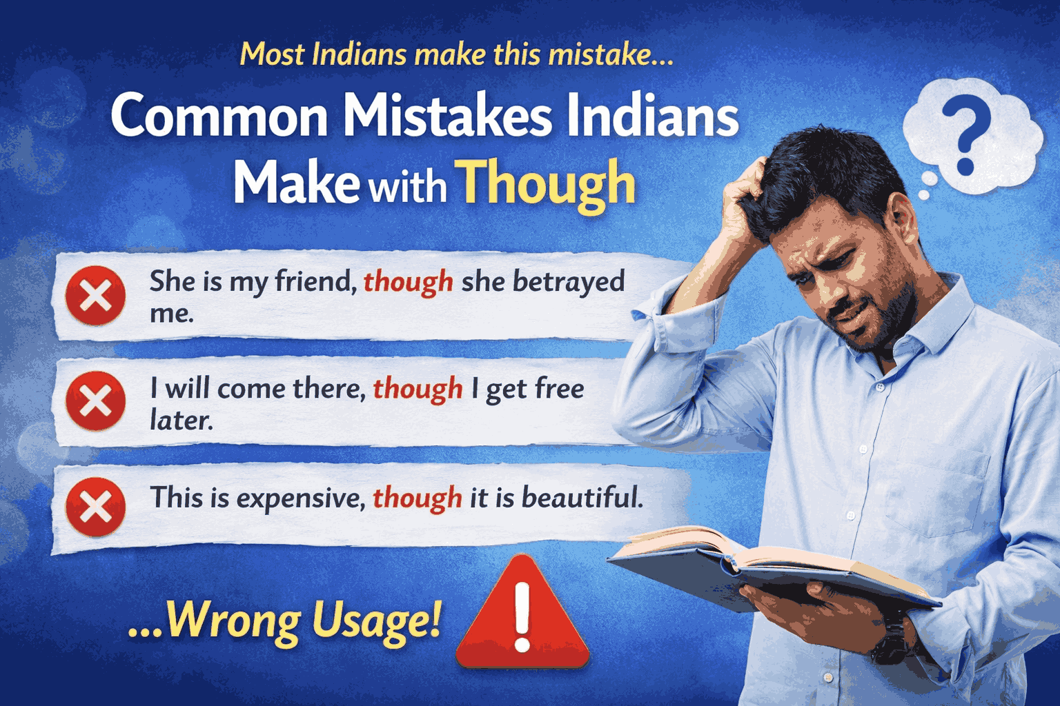 Common Mistakes Indians Make with Though, Although, Even Though & Even If