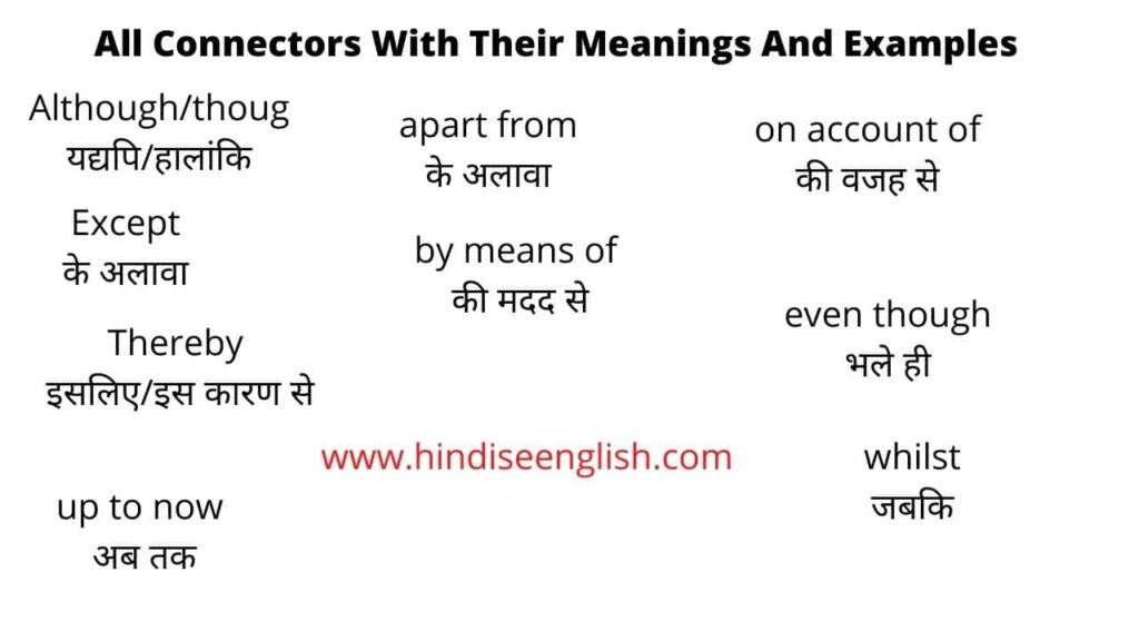 All Connectors With Their Meanings And Examples