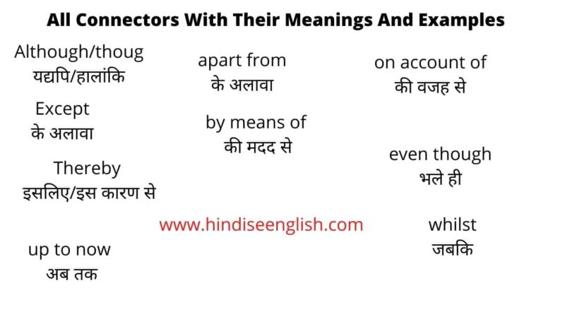 All Connectors With Their Meanings And Examples Hindi Se English