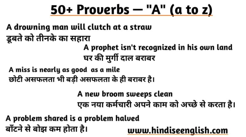 Daily Use English Proverbs From Letter A With Hindi Meanings Hindi Se 